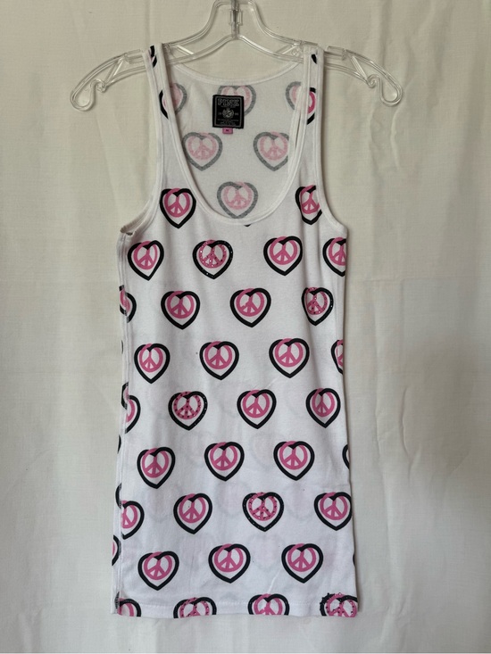 PINK Victoria's Secret Tops - Vintage Y2K VS PINK Peace Sign Heart Rhinestone Tank Top Medium NWOT